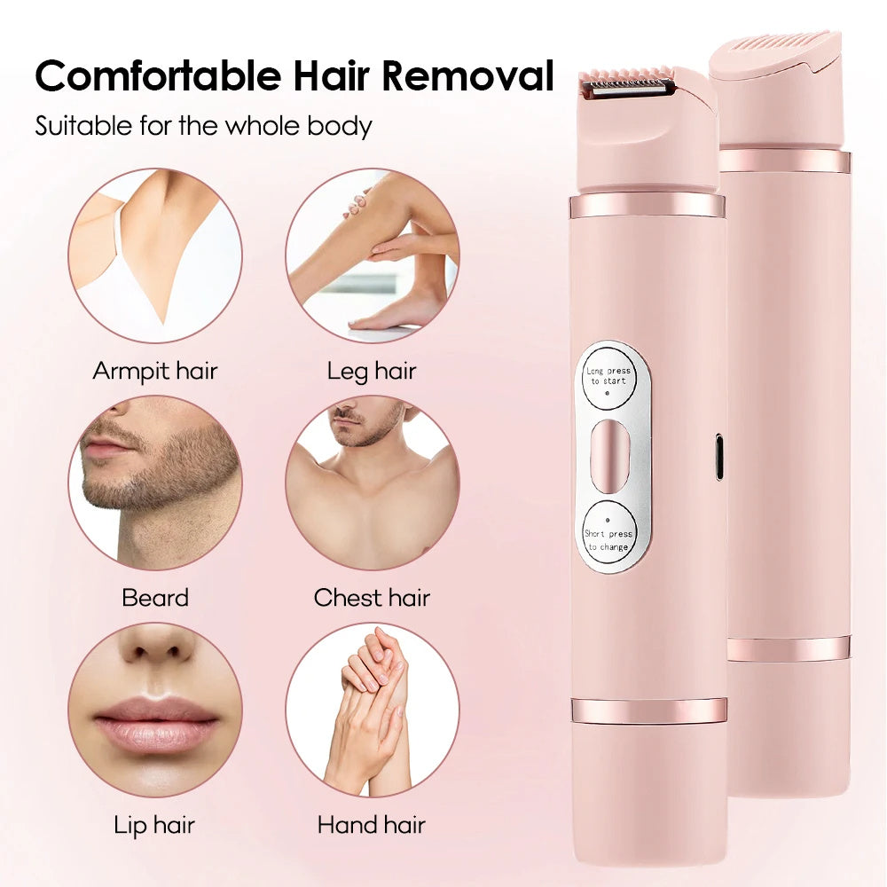 Dual-Head Electric Shaver for Women – Painless Hair Removal Epilator for Face, Bikini, Legs