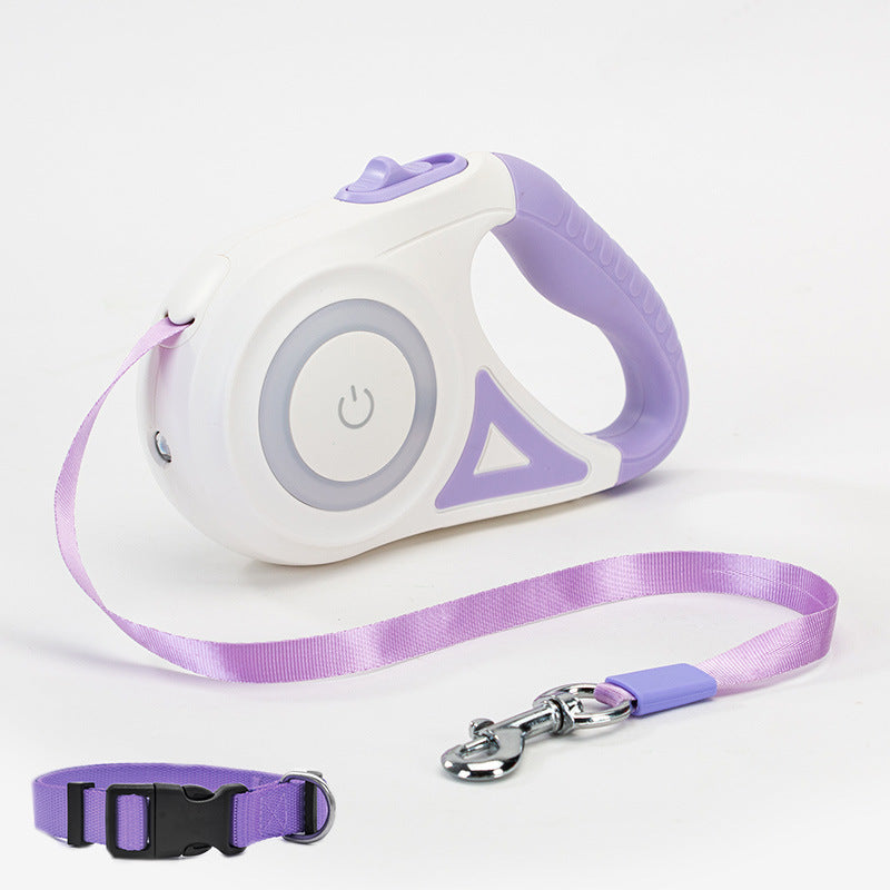 Retractable Dog Leash with Collar – Auto Lock Pet Lead with Spotlight for Small & Medium Dogs