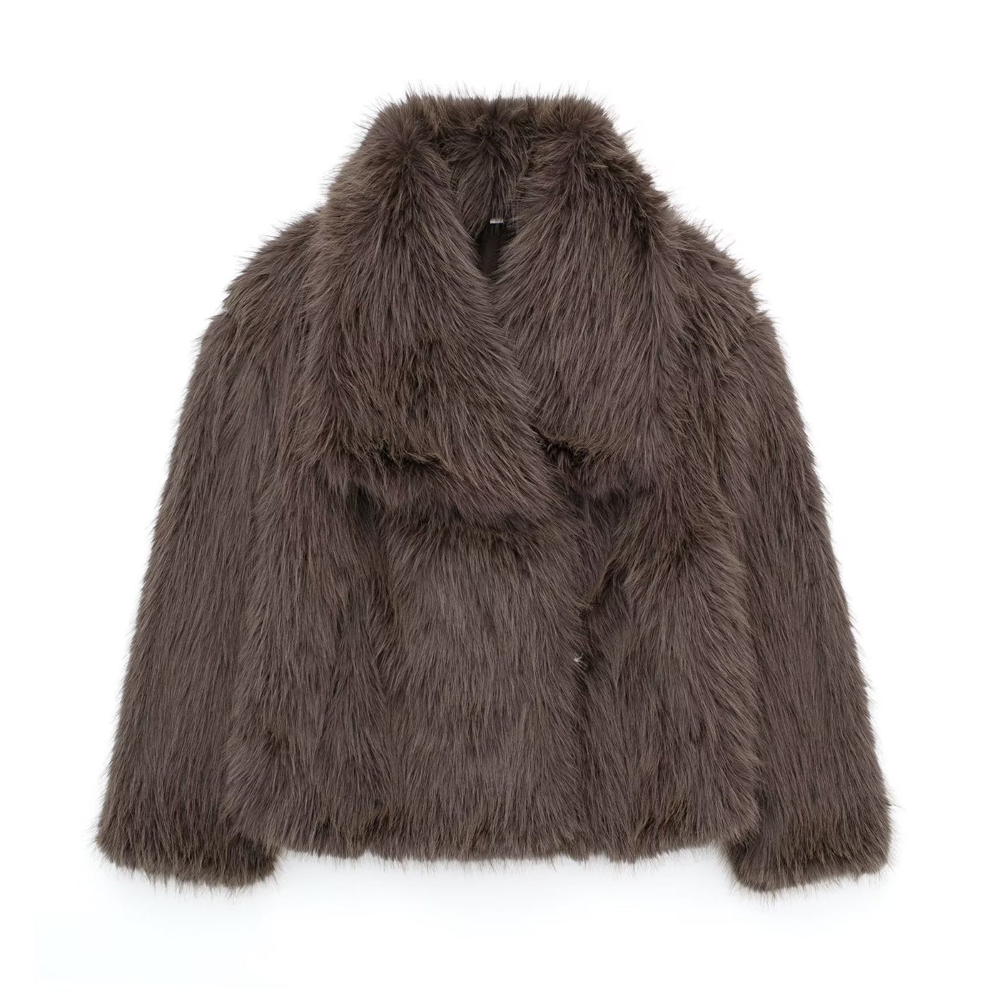 Women's Winter Plush Coat – Warm Thick Fluffy Lapel Jacket, Casual Long Sleeve Outerwear