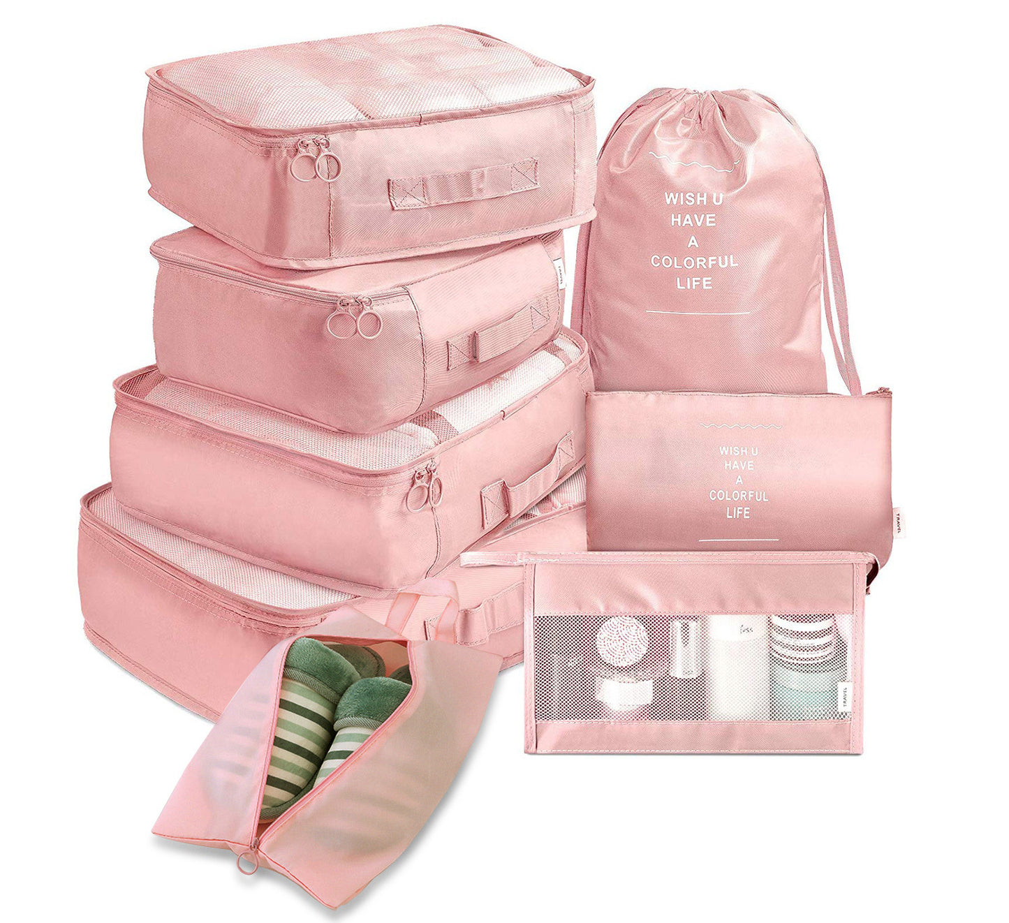 Travel Luggage Organizer Set – 8-Piece Packing Cubes for Clothes, Shoes & Accessories