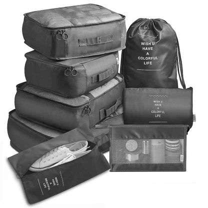 Travel Luggage Organizer Set – 8-Piece Packing Cubes for Clothes, Shoes & Accessories