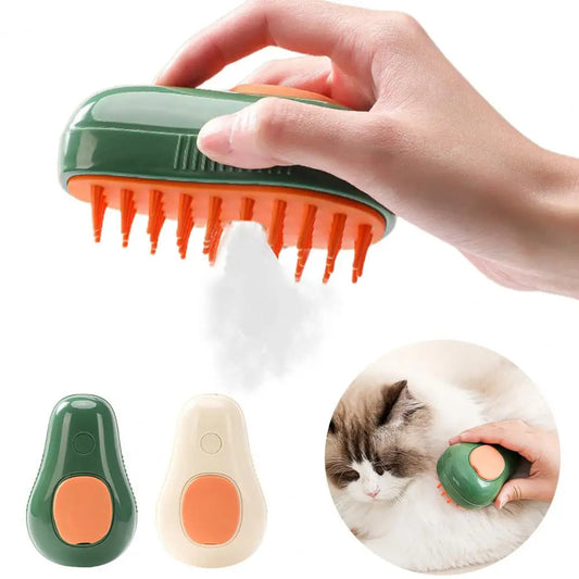 Electric Steam Cat Brush – Self-Cleaning Avocado Grooming Comb for Cats & Dogs