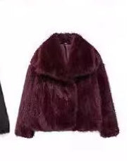 Women's Winter Plush Coat – Warm Thick Fluffy Lapel Jacket, Casual Long Sleeve Outerwear