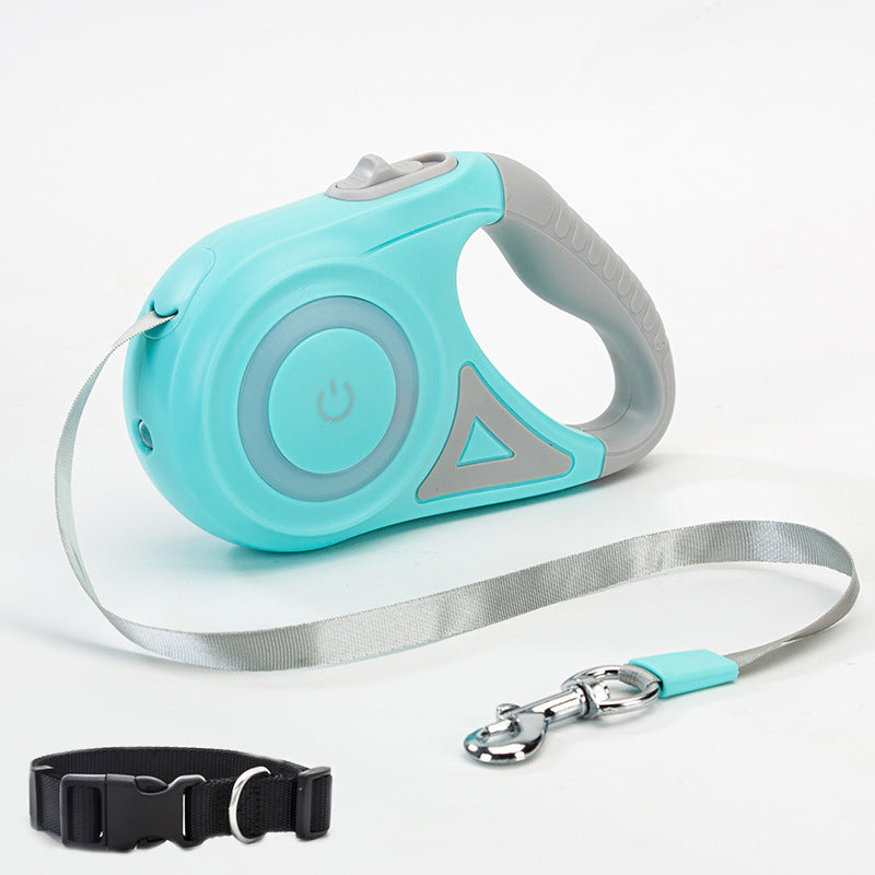 Retractable Dog Leash with Collar – Auto Lock Pet Lead with Spotlight for Small & Medium Dogs
