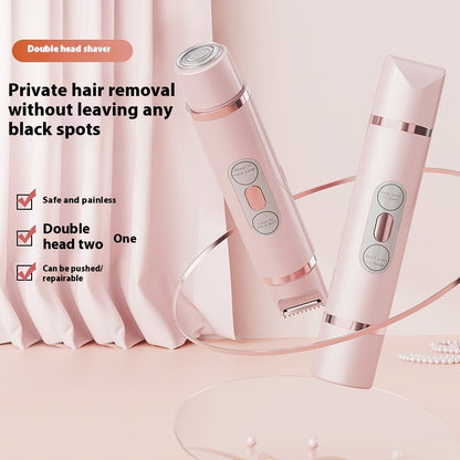 Dual-Head Electric Shaver for Women – Painless Hair Removal Epilator for Face, Bikini, Legs