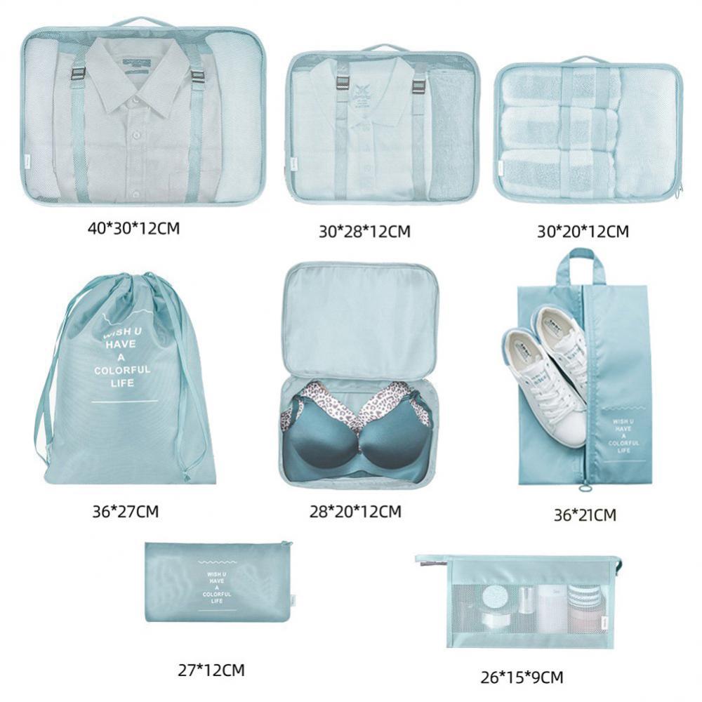 Travel Luggage Organizer Set – 8-Piece Packing Cubes for Clothes, Shoes & Accessories