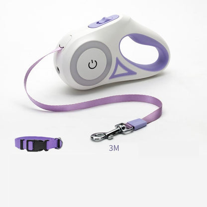 Retractable Dog Leash with Collar – Auto Lock Pet Lead with Spotlight for Small & Medium Dogs