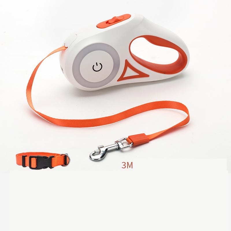 Retractable Dog Leash with Collar – Auto Lock Pet Lead with Spotlight for Small & Medium Dogs