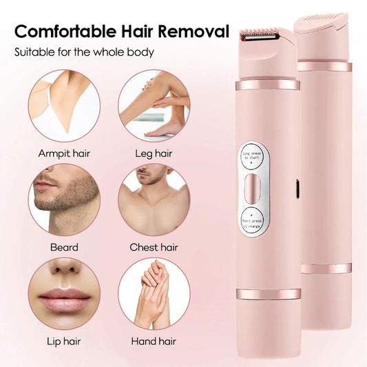 Dual-Head Electric Shaver for Women – Painless Hair Removal Epilator for Face, Bikini, Legs