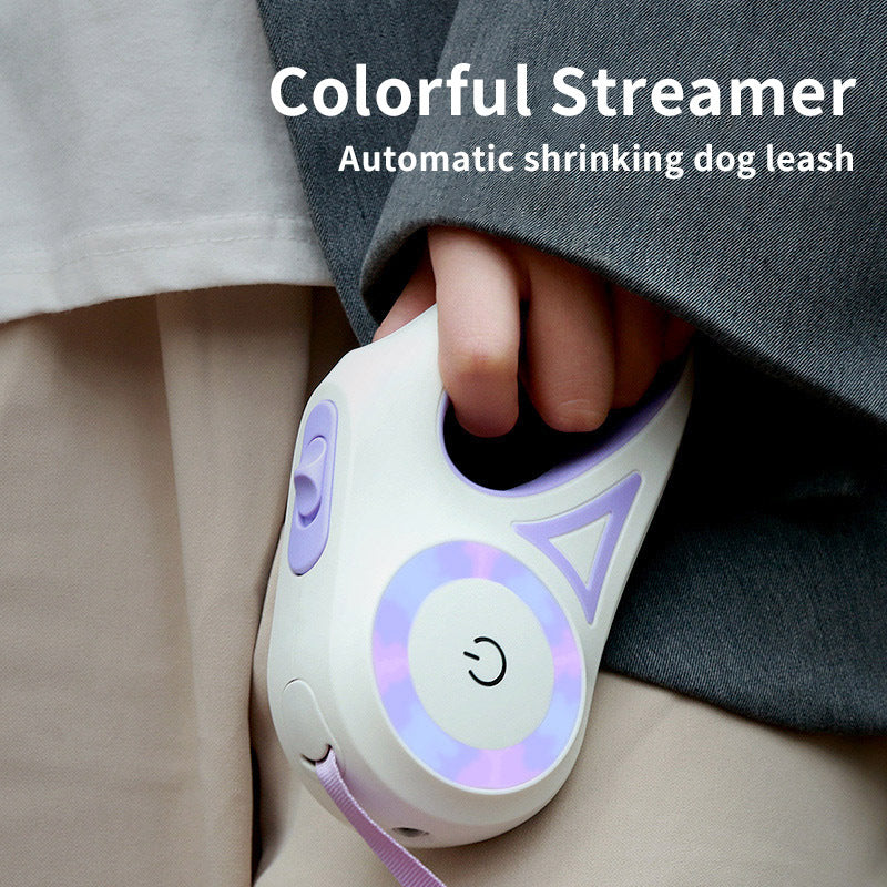 Retractable Dog Leash with Collar – Auto Lock Pet Lead with Spotlight for Small & Medium Dogs