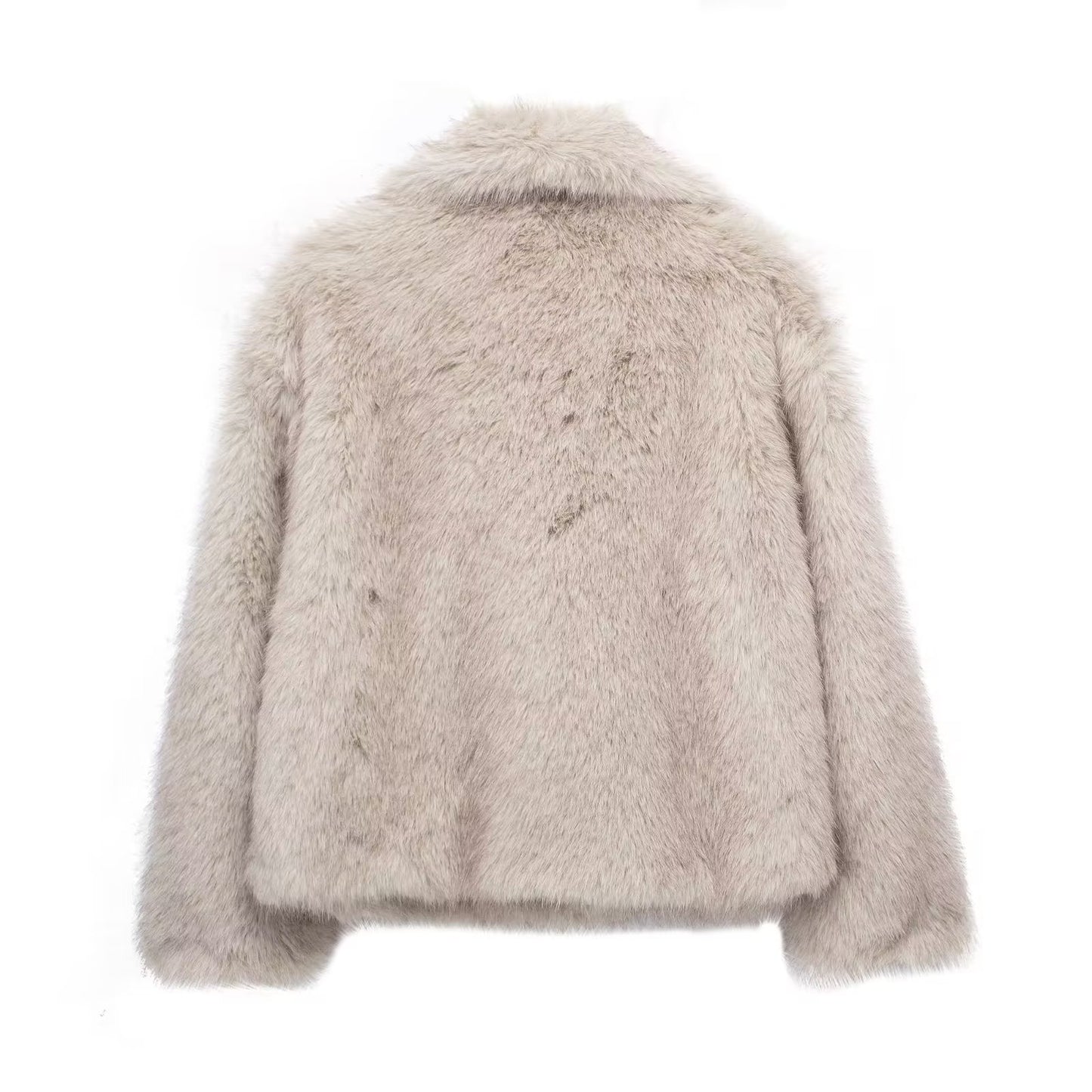 Women's Winter Plush Coat – Warm Thick Fluffy Lapel Jacket, Casual Long Sleeve Outerwear