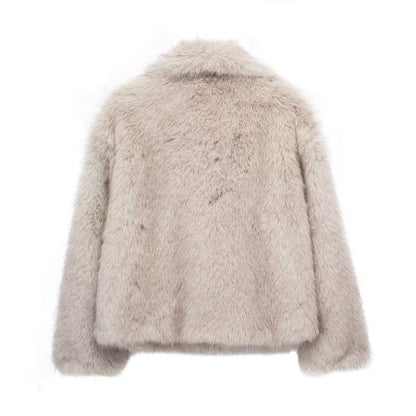 Women's Winter Plush Coat – Warm Thick Fluffy Lapel Jacket, Casual Long Sleeve Outerwear