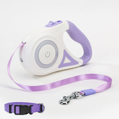 Retractable Dog Leash with Collar – Auto Lock Pet Lead with Spotlight for Small & Medium Dogs