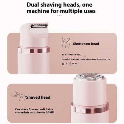 Dual-Head Electric Shaver for Women – Painless Hair Removal Epilator for Face, Bikini, Legs