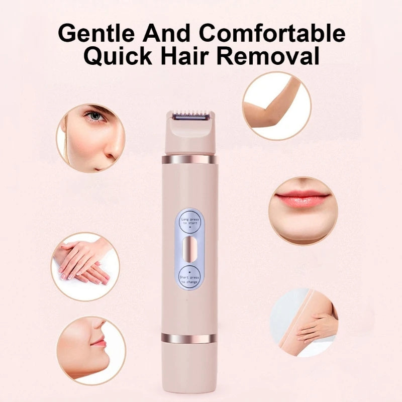 Dual-Head Electric Shaver for Women – Painless Hair Removal Epilator for Face, Bikini, Legs