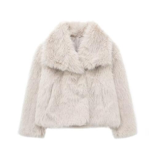 Women's Winter Plush Coat – Warm Thick Fluffy Lapel Jacket, Casual Long Sleeve Outerwear