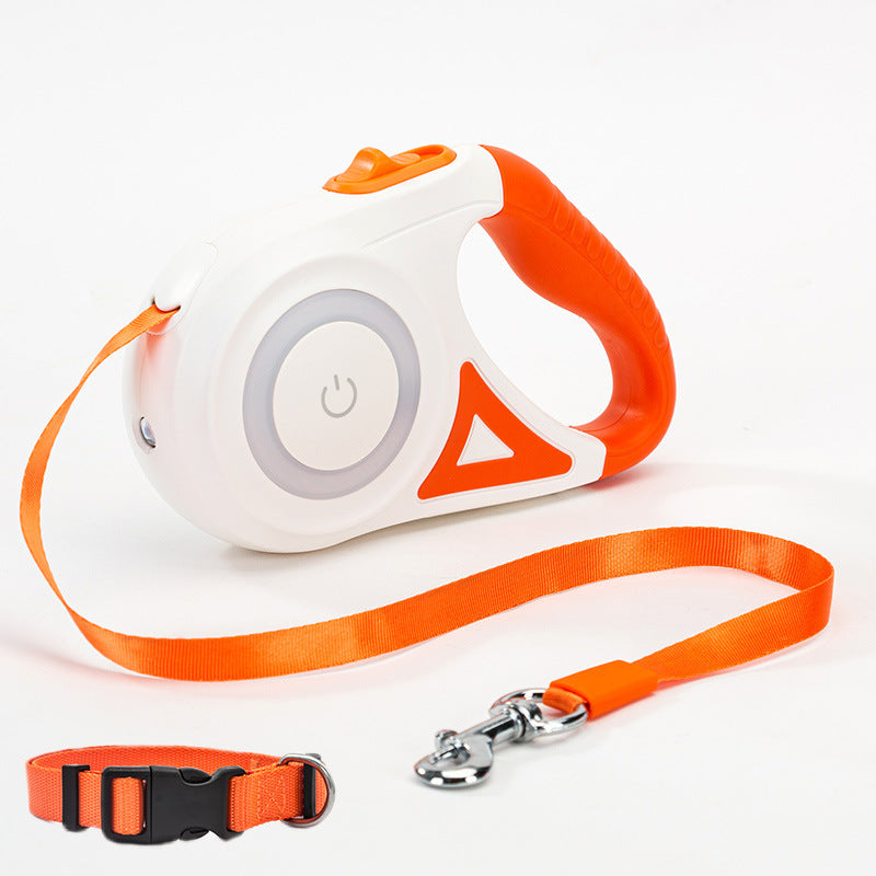 Retractable Dog Leash with Collar – Auto Lock Pet Lead with Spotlight for Small & Medium Dogs