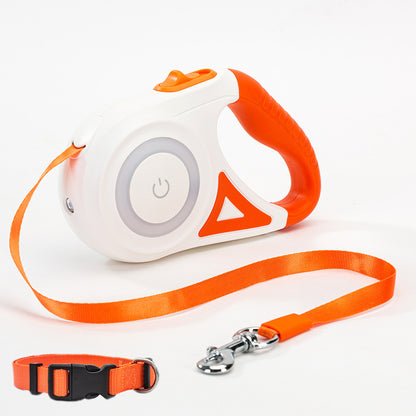 Retractable Dog Leash with Collar – Auto Lock Pet Lead with Spotlight for Small & Medium Dogs